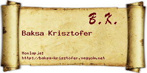 Baksa Krisztofer névjegykártya