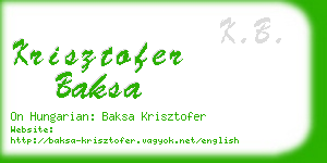 krisztofer baksa business card